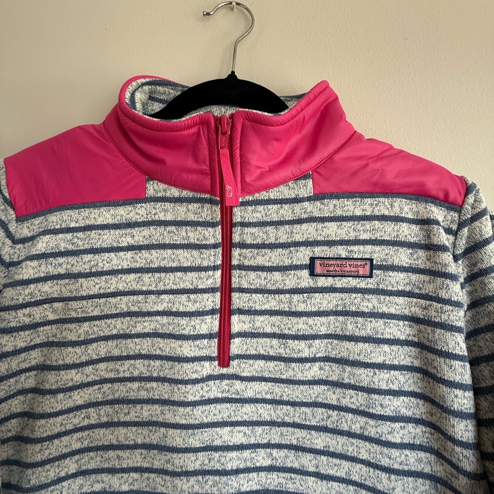 Vineyard Vines Pink and Gray Half-Zip Pullover